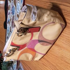 NWT Vintage Coach Melon Multi-style Leather Tote.